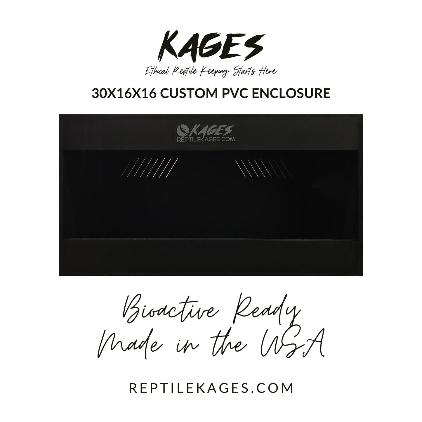 30"x16"x16" Black PVC Reptile Enclosure: Ready to Ship