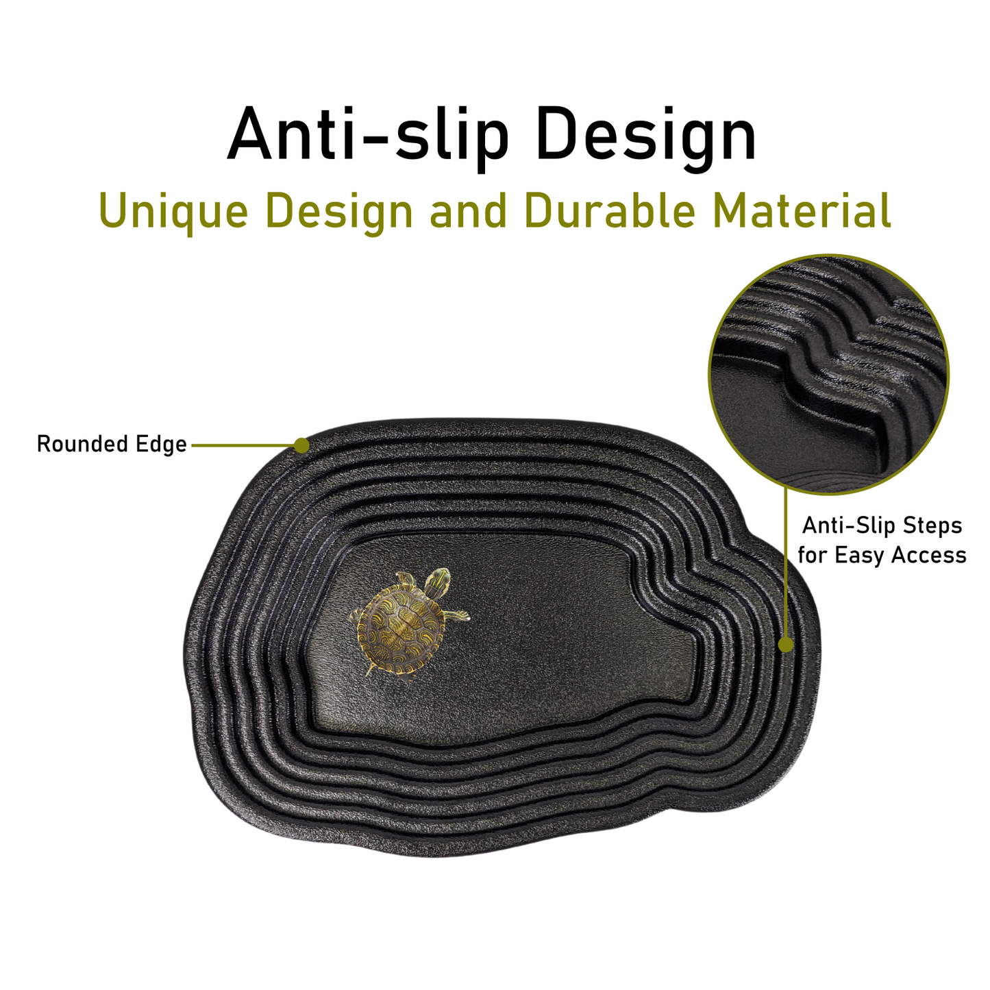 Reptile Bathing Pool with Steps, Feeding Bowl